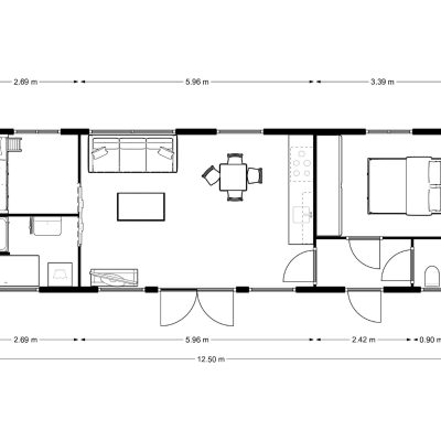 plattegrond prefab woning